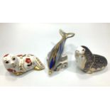 Three Royal Crown Derby paperweights, 'Russian Walrus', limited edition 808/1500, with