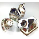 Three Royal Crown Derby paperweights 'Rough Collie', 'Imari Staffordshire Bull Terrier', limited