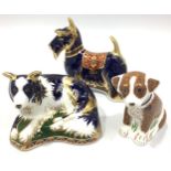 Three Royal Crown Derby paperweights, 'Border Collie', limited edition 1339/2500, with