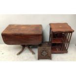 An Edwardian inlaid mahogany revolving bookcase together with a Regency mahogany drop-leaf supper