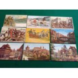 Approximately 275 old German postcards, mainly topographical but including the 28 art cards in the