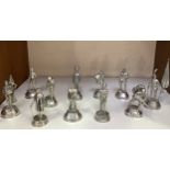 A set of eleven silvered pewter figures of British soldiers from various regiments, stamped to