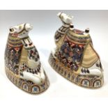 Two Royal Crown Derby paperweights, both Camels, both boxed. 20cm long