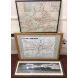 A Great Western Railway coloured map, together with The Great Bear London Underground print and a