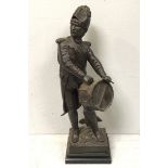 A large bronze figure of a French Infantryman drummer, after Etienne-Henri Dumaige (1830-1888),