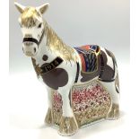 A Royal Crown Derby paperweight, 'The Derby War Horse', with printed marks to base and gold stopper,