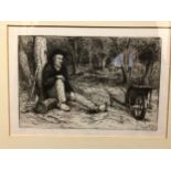 Thomas Riley (1856-1892) 'Fatigue-Breton Bucheon', Etching depicting a woodman resting against a