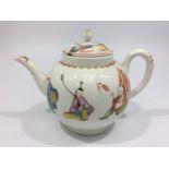 An 18th Century Worcester Teapot, of globular form with dome cover, finial and plain handle,