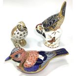 Three Royal Crown Derby paperweights, 'Greater Spotted Woodpecker', limited edition 35/150, with
