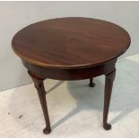 A mid-18th century mahogany demi-lune tea table, raised on shaped supports to pad feet, 80cm