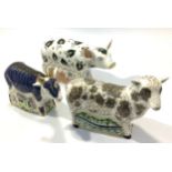 Three Royal Crown Derby paperweights, 'Jacob Sheep', 'Priscilla Pig' and 'Billy Goat', produced