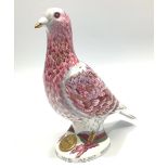 A Royal Crown Derby paperweight, 'War Pigeon', with printed marks to base and gold stopper,