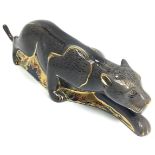 A Royal Crown Derby paperweight, 'The Black Panther', with printed marks to base and gold stopper,