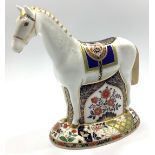 A Royal Crown Derby paperweight, 'Race Horse', with printed marks to base and gold stopper,