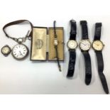 A small collection of assorted watches comprising a gents 9ct gold Smiths Astral, with gilt dial and