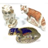 Three Royal Crown Derby paperweights, 'Chameleon', 'Mother Fox' and 'Fifi', all with printed marks