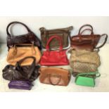 A small Mulberry tan leather handbag with turn lock, suede lining, H 27cm x W 29cm, together with