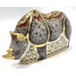 A Royal Crown Derby paperweight, 'Black Rhino', limited edition 19/500, with printed marks to