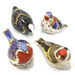 Four Royal Crown Derby paperweights, 'Goldfinch', 'Chatsworth Coot', limited edition 270/1000,