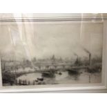 William Lionel Wyllie RA (British, 1851-1931) 'London and the Thames bridges', pencil signed,