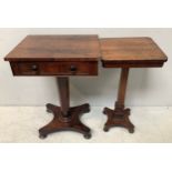 A 19th century rosewood side-table, rectangular form single drawer, inverted tapering octagonal