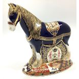 A Royal Crown Derby paperweight, 'Shire Horse', with printed marks to base and gold stopper,