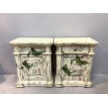 A pair of white painted bedside cabinets, each with single drawer above a panelled cupboard and