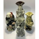 Four various late 18th/early 19th century pearlware Toby / character jugs including The Night