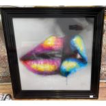 Patrice Murciano (French, b. 1969) Study of lips, colour print with textured glazed front, signed