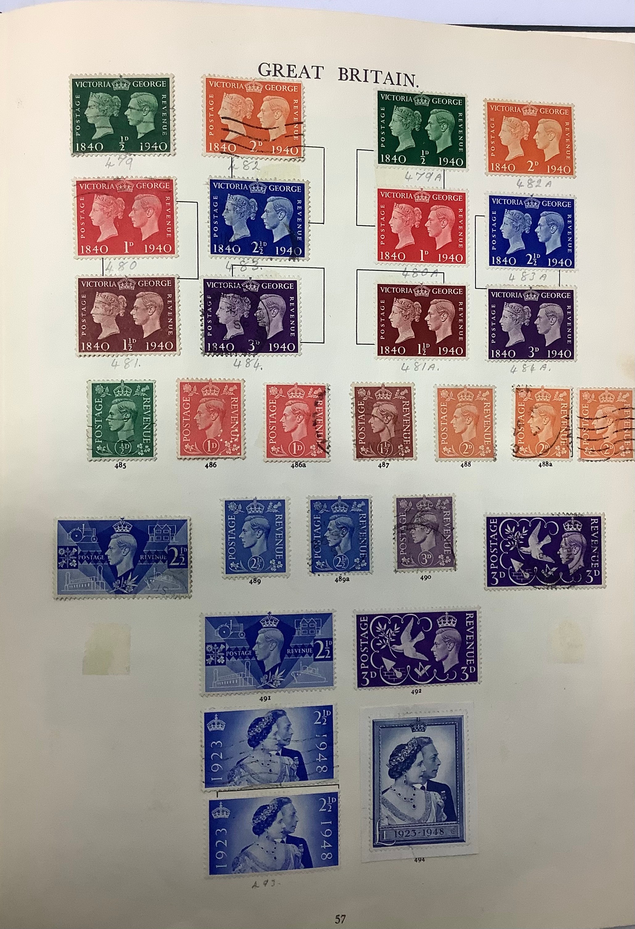 SG Windsor Album 1 & 2, GB Victoria to ERII, including three 1d penny Blacks, pl. 5 with 4 clear - Bild 3 aus 6