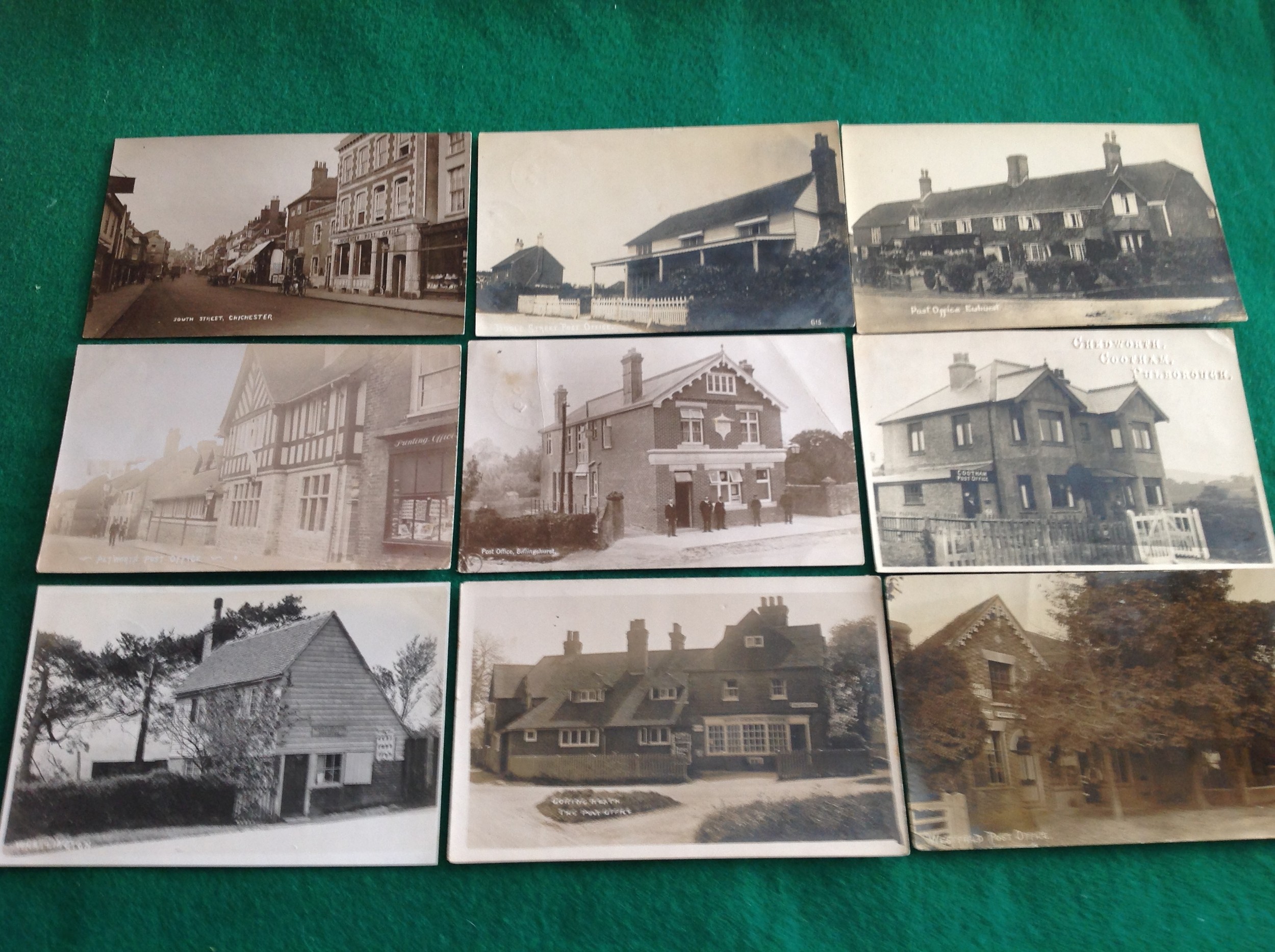 Approximately 26 standard size super Sussex postcards - ALL of post offices - plus around 50 other