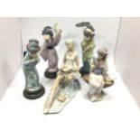 Four Lladro porcelain figurines of Japanese Geishas including 'Madame Butterfly' No. 4991, 'Oriental