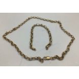 A 9ct gold Belcher link necklace chain and a similar bracelet, 21.3g