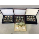 Royal Mint coin sets 2001 (Victorian Era), 2003 (Diamond Jubilee issue) , 2005 (Trafalgar set),