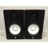 A pair of Yamaha HS 50M powered monitor speakers, lacking power cables and box