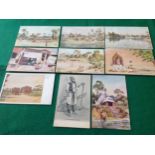 Approximately 38 standard size postcards of Burma and 37 of Japan. The Burma PCs include nine art