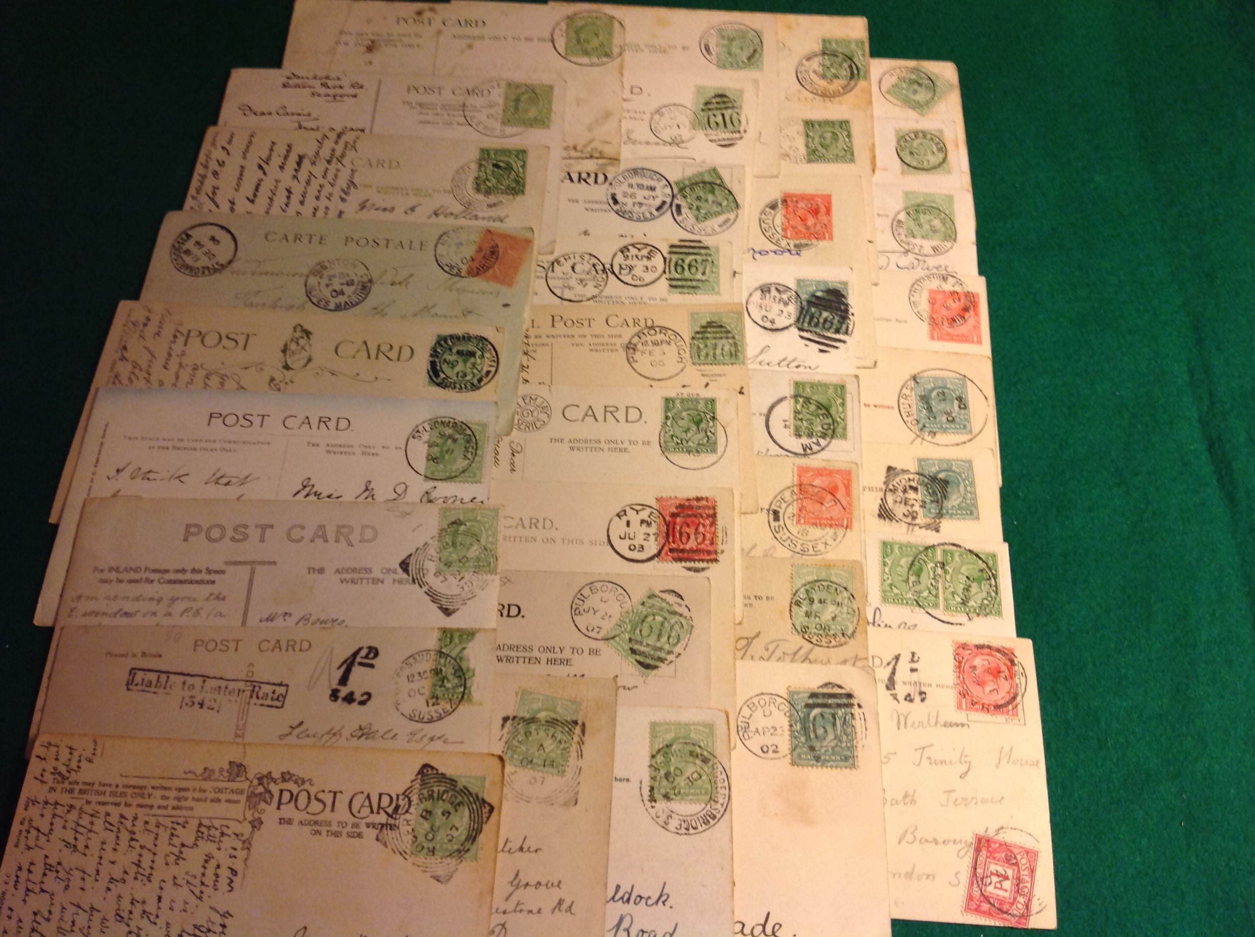 Sussex postal history with some interesting local history cards sent by traders to the owners of a