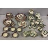 A mixed selection of Masons stoneware, incorporating tea pot, cups and saucers, vases, plates,