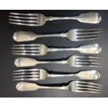 A set of six Victorian silver forks, London, 1846/1847/1848, maker's mark of Elizabeth Eaton,
