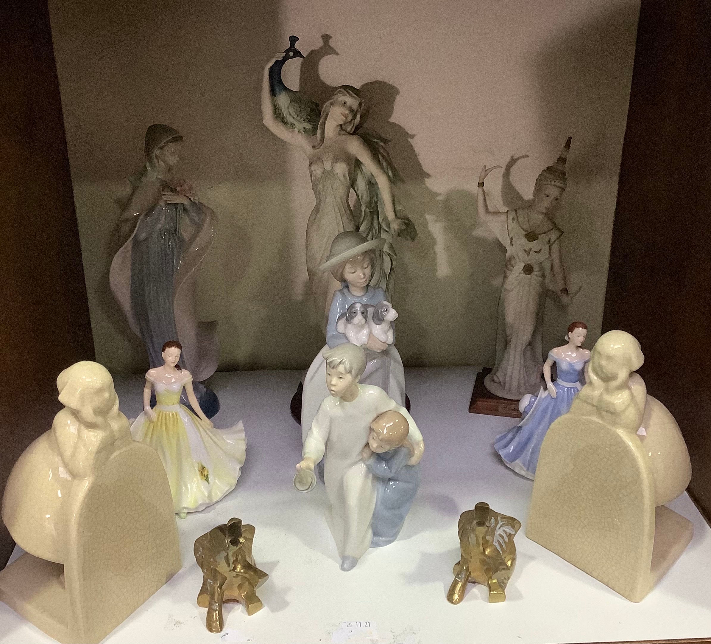 Various ceramics including a Lladro porcelain figurine 'Our Lady With Flowers' No. 5171, two Spanish