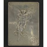 A 1900 Paris Olympic Games silvered medal for Athletics, designed by Frederic Vernon, of rectangular