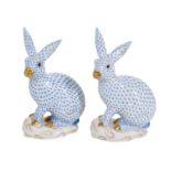 Pair of Herend Porcelain Rabbits