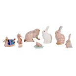 Seven Herend Porcelain Animal Figures