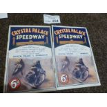 Speedway : Crystal Palace progs (2) v Wembley 30/0