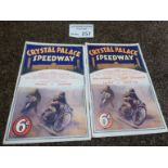 Speedway : Crystal Palace programmes (2) v Belle V