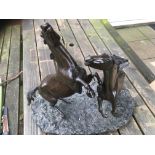 Collectables : 2 horses bronze - stands approx 18"