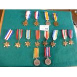 Militaria : Mounted set of medals inc WWI & WWII -