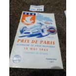 Motor Racing : Grand Prix - Paris programme 19/05/