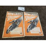 Speedway : New Cross programmes (2) v Wembley 04/0