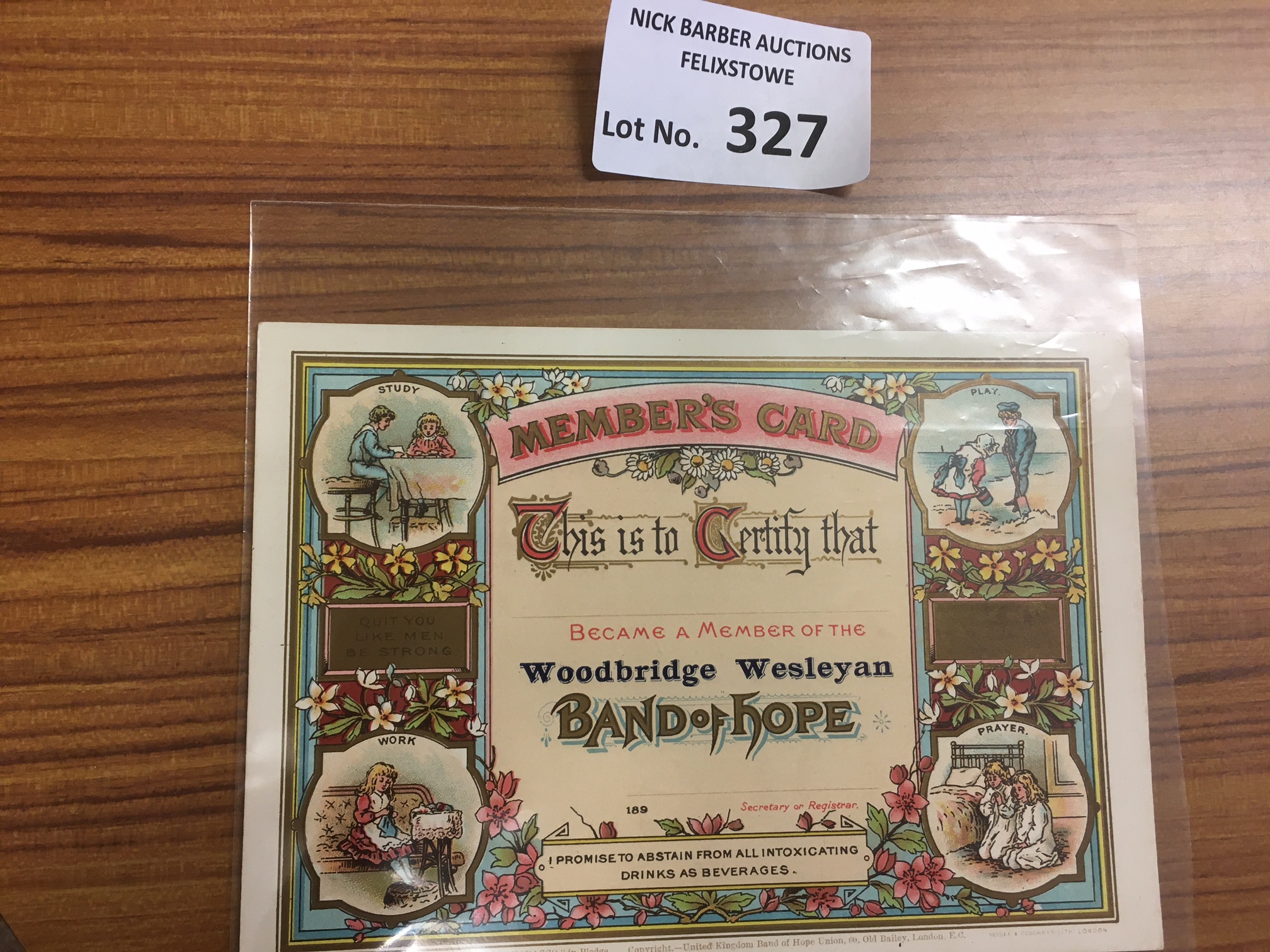 Collectables : Woodbridge - Band of Hope Card earl